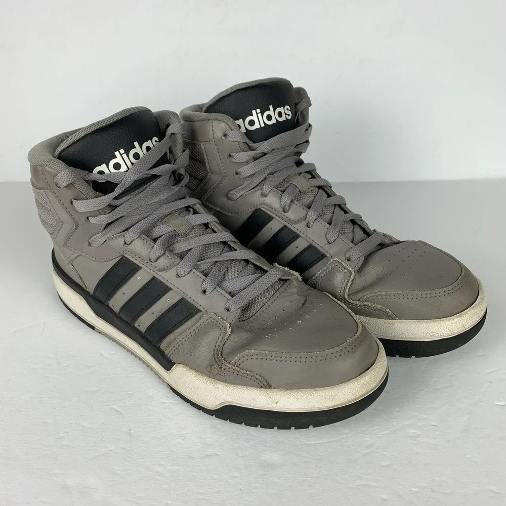 Adidas Entrap Mid Sneakers Gray & Black Basketball Shoes Ortholite Men's 9 READ‎
